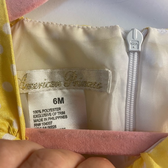 American Princess Yellow & White Polka Dot Dress w/3D Daisy Appliqués-Size 6M - Picture 4 of 5